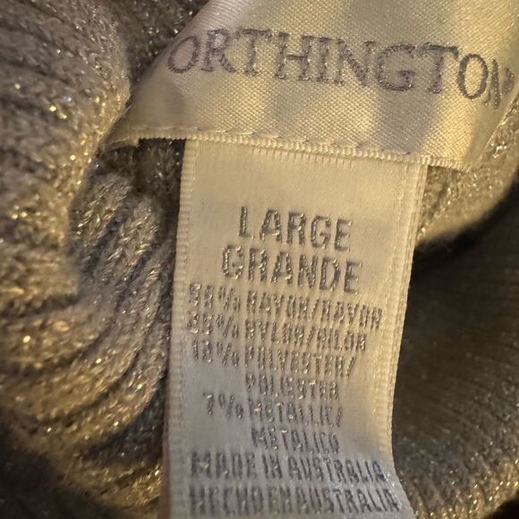 Worthington Vintage Sparkly Ribbed Long Sleeve Turtleneck Sweater Gray Large - Picture 7 of 12